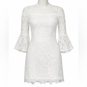 Southern Fried Chics White Lace Off Shoulder Mini Dress NWT Size L
